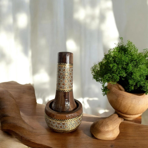 Premium Handmade Wooden Khatamkari Mortar and Pestle Craftsmanship and Design