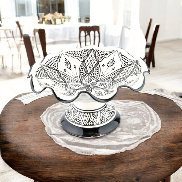 Luxury Moroccan Handmade Fruit Plate Holder Artisan Detail View
