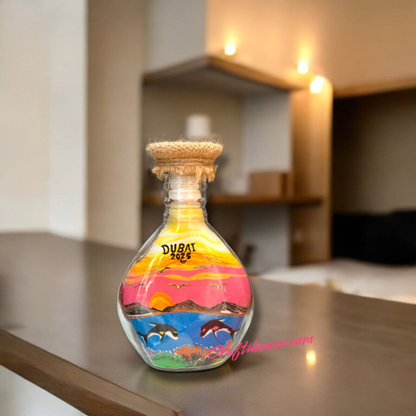 Sand Bottle Art 15 Cm | Authentic Arabian Keepsake Fridge Magnet | Cultural Decor - Luxury Handcrafted Art Craftihouse Dubai