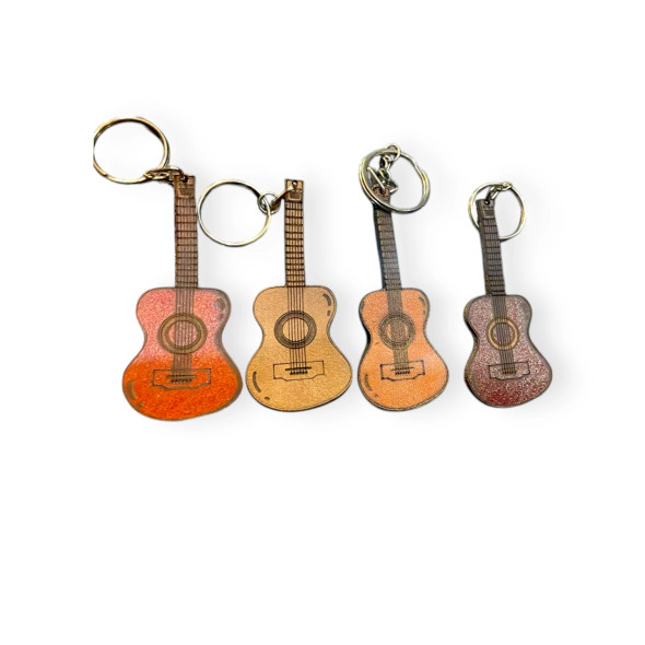 Luxury Handcrafted Leather Guitar Keychain Artisan Detail View