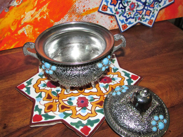 hand Ornamented Steel Sugar Bowl