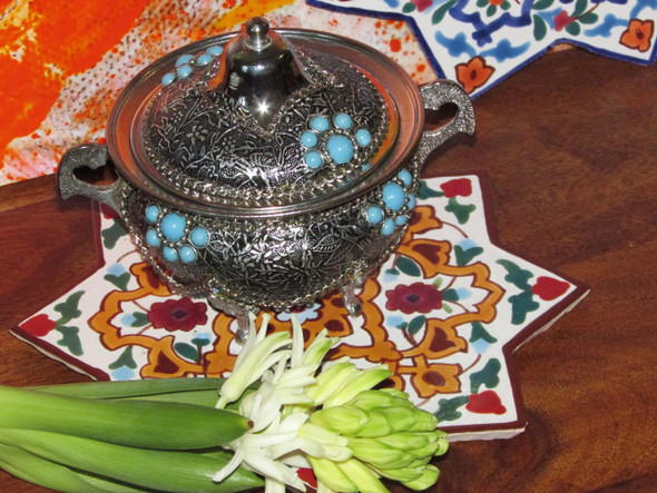 hand Ornamented Steel Sugar Bowl