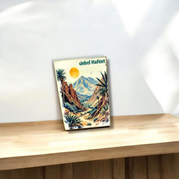 Al Ain Wooden Magnet Jebel Hafeet | Exotic Desert-themed Fridge Art | Boutique Souvenir - Luxury Handcrafted Art Craftihouse Dubai
