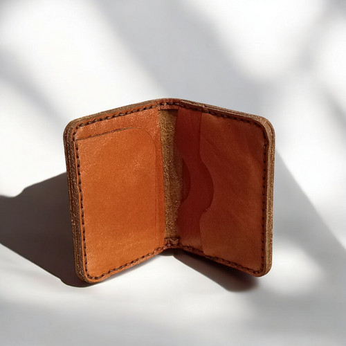 Luxury Handmade Minimalist Leather Wallet Artisan Detail View