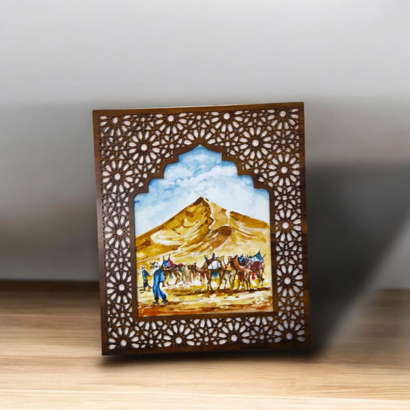 Camel Caravan And Desert Scene | Traditional Wildlife Memento Fridge Magnet | Boutique Gift - Luxury Handcrafted Art Craftihouse Dubai