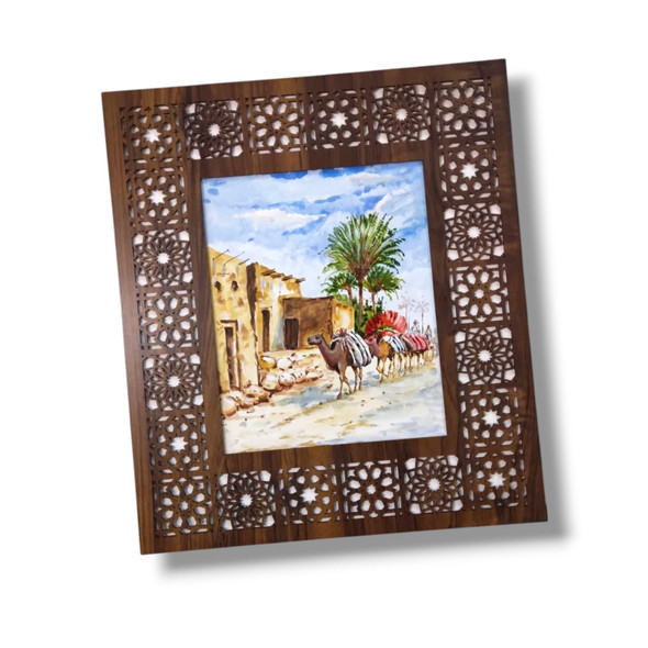 Hand-painted Desert Caravan Artwork 35x40 | Sophisticated Boutique Accessory | Crafted In Dubai - Luxury Handcrafted Art Craftihouse Dubai