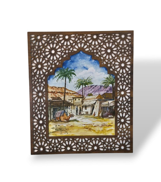 A premium Craftihouse wooden framed desert scene, serving as a high-quality and culturally inspired home decor item.