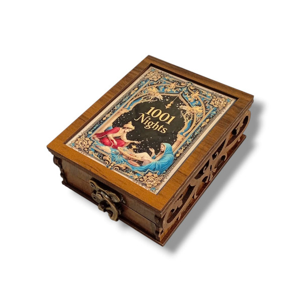 1001 Nights Customized Wooden Box – Souvenir Gift Box, Printed Wooden Jewelry Box, Personalized Keepsake Box, Custom Wooden Storage Box - Handcrafted Heritage Souvenir from Craftihouse Dubai