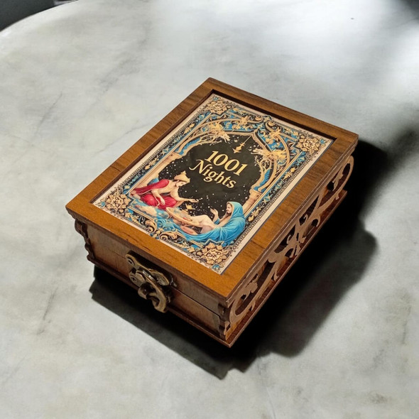 1001 Nights Customized Wooden Box – Souvenir Gift Box, Printed Wooden Jewelry Box, Personalized Keepsake Box, Custom Wooden Storage Box - Handcrafted Heritage Souvenir from Craftihouse Dubai