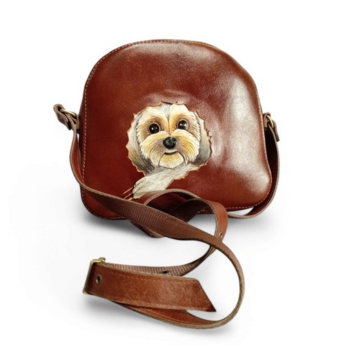 Premium Hand-Painted Leather Dog Crossbody Bag Craftsmanship and Design