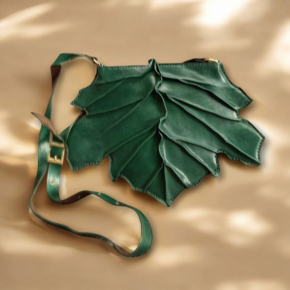 Handcrafted Handmade Leaf-Shaped Leather Bag for Home and Gift