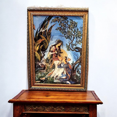 Luxury Timeless Miniature Carpet Without Frame Artisan Detail View