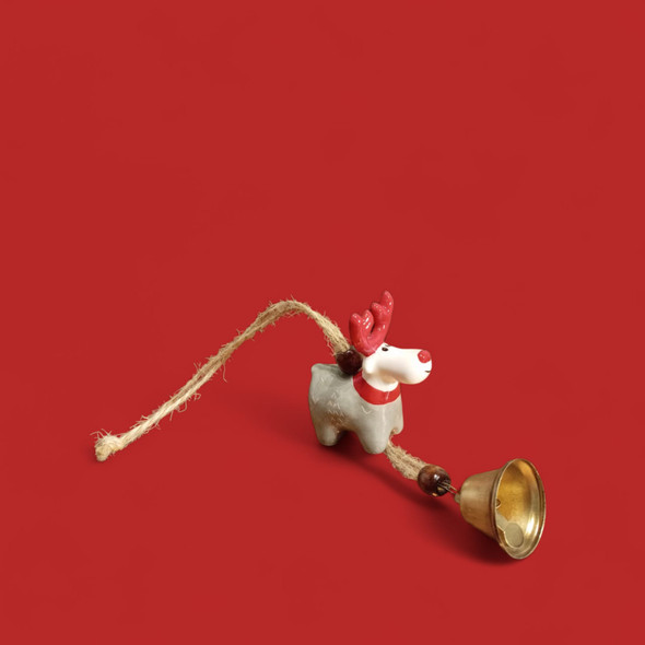 Christmas Reindeer Figurine Hanging Bell | Artisan Home Decor Souvenir - Luxury Handcrafted Art Craftihouse Dubai