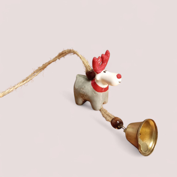 Premium Christmas Reindeer Figurine Hanging Bell Craftsmanship and Design