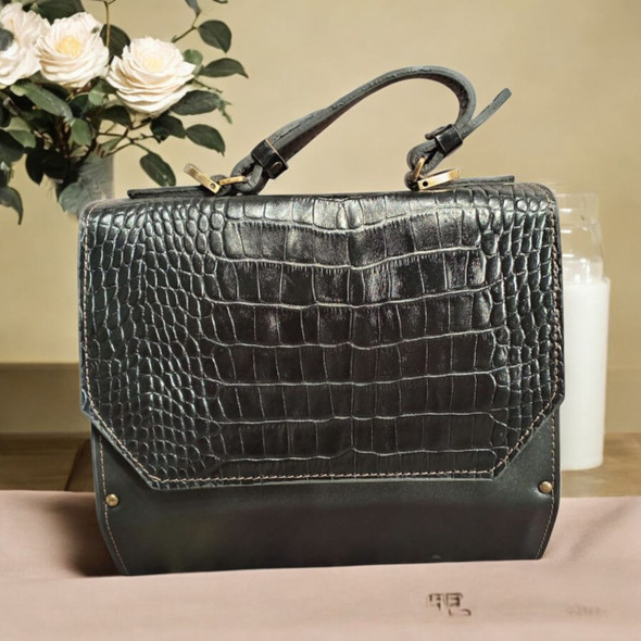 High Quality Handmade Leather & Wood Bag with Sunflower Carving Professional Photography