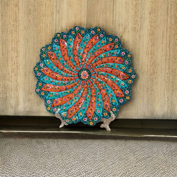 Luxury Persian Hand Painted Floral Enamel Artisan Detail View