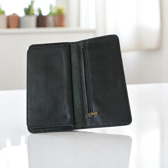 Handcrafted Handmade Black Leather Wallet for Home and Gift
