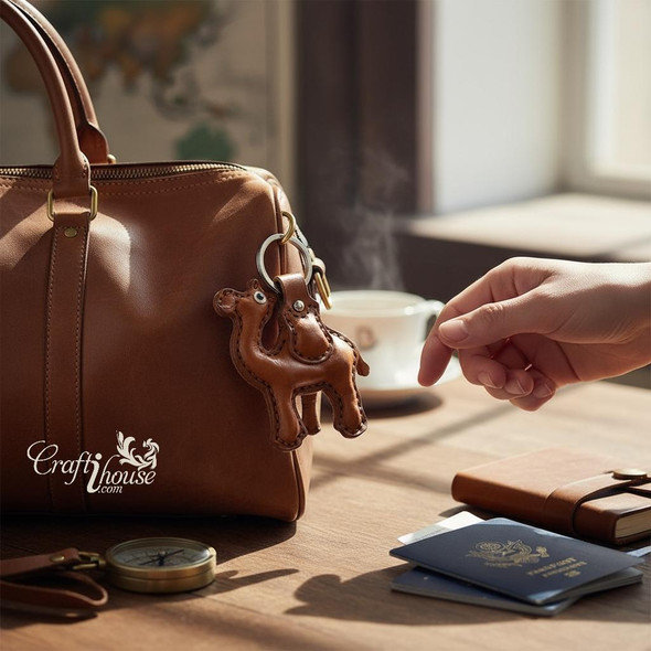 Handmade leather souvenir keychain