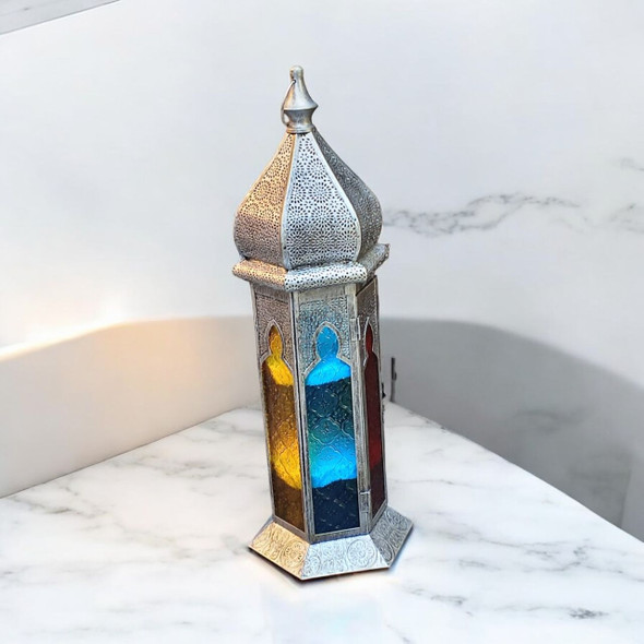 Vintage Silver Moroccan Lantern 55 | Sophisticated Cultural Accent - Luxury Handcrafted Art Craftihouse Dubai