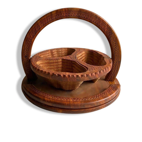 Collapsible Basket | Artisan Folding Wooden Bowl | Unique Tableware Decor - Luxury Handcrafted Art Craftihouse Dubai