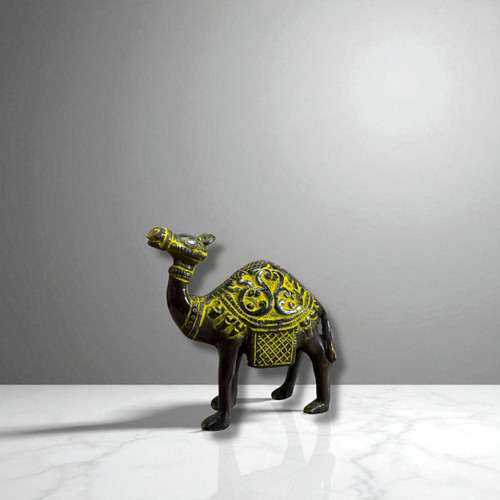Antique-finished Engraved Metal Camel Statue 10x10 | Sophisticated Middle Eastern Art & Home Anchor - Luxury Handcrafted Art Craftihouse Dubai