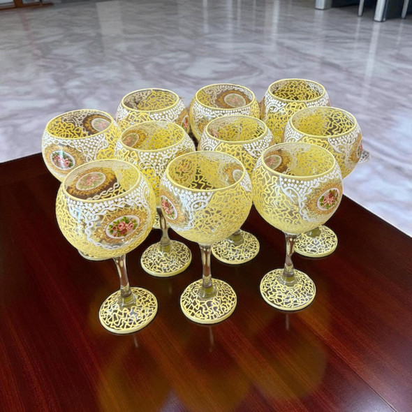 Hand-painted Yellow Floral Goblet 1