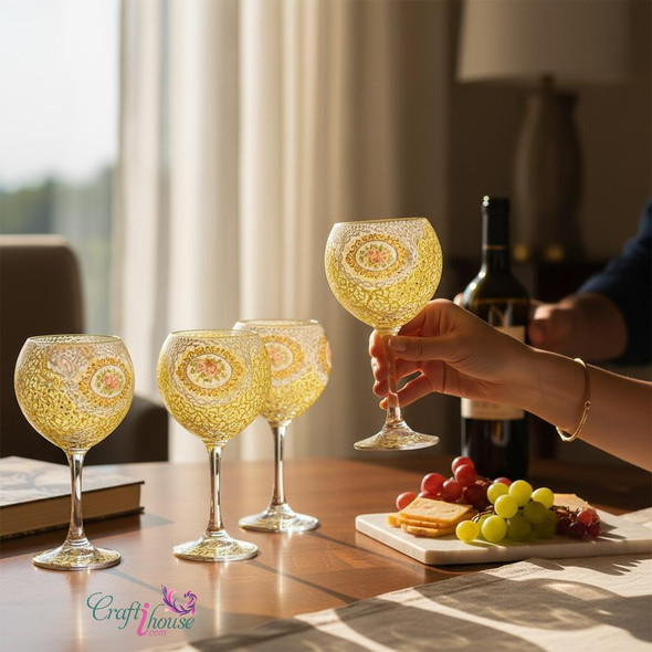 Hand-painted Yellow Floral Goblet 1 |