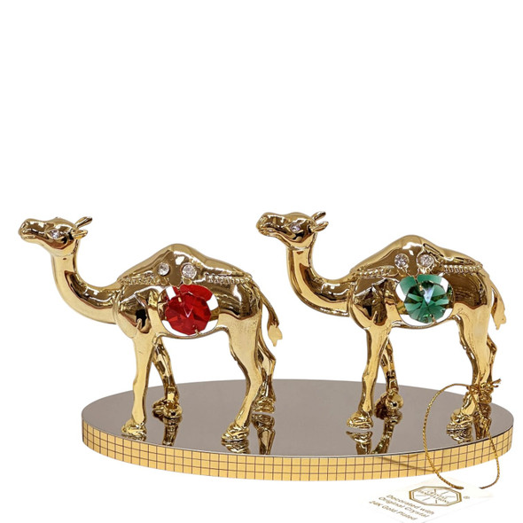 24k Gold-plated Camel Figurines Crystals | Artisan Glassware Centerpiece - Luxury Handcrafted Art Craftihouse Dubai