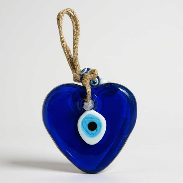 Heart Glass Evil Eye Wall | Traditional Nazar Amulet | Bohemian Wall Decor - Luxury Handcrafted Art Craftihouse Dubai