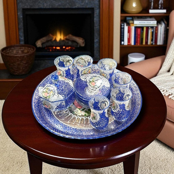 European-Tea-Set-Navy-Blue-White-Complete