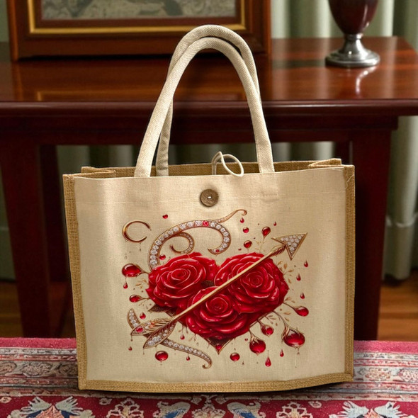 Rtic Red Roses Heart Tote Bag | High-end Boutique Souvenir | Crafted In Dubai - Luxury Handcrafted Art Craftihouse Dubai