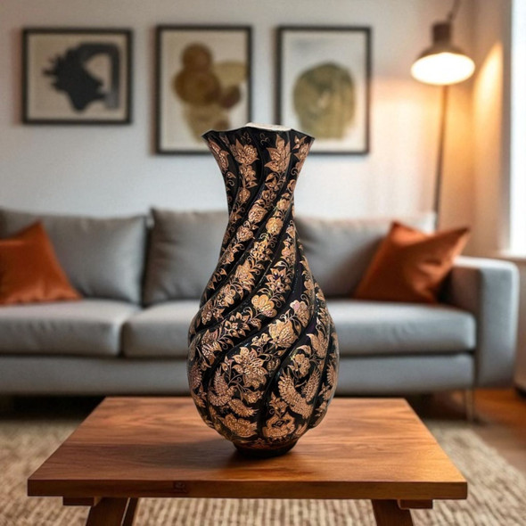 Luxury Copper Flower Vase Engraved | Luxury Heritage Digital Art - Luxury Handcrafted Art Craftihouse Dubai