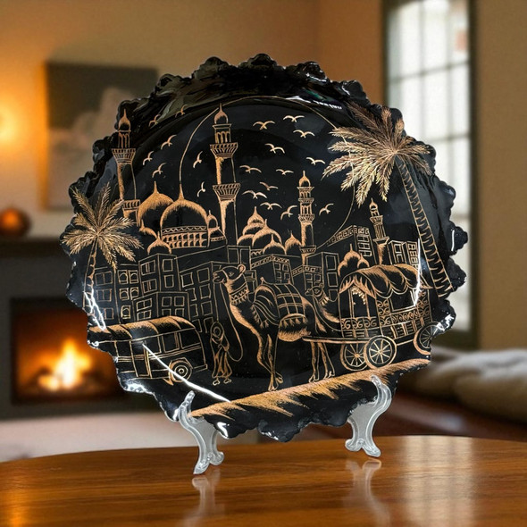 30 Cm Hand-engraved Copper Plate | Artisan Glassware Centerpiece - Luxury Handcrafted Art Craftihouse Dubai