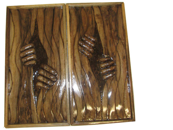 Traditional Persian backgammon board crafted from rich walnut-finish wood