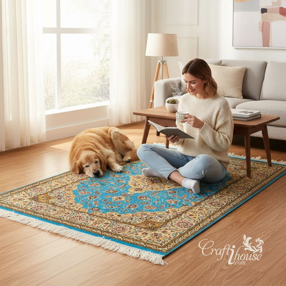 Soft silk area rug