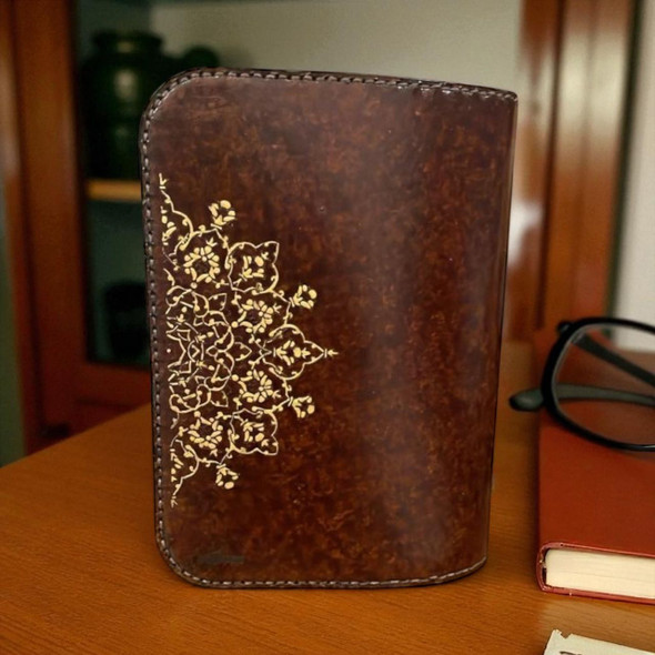 Handmade camel leather book cover A5 size