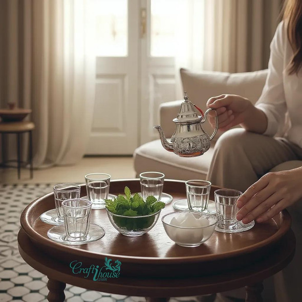 Moroccan tea pot for mint tea serving Ramadan