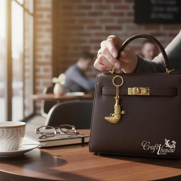 Golden color miniature dagger key chain with traditional Arabian Khanjar design