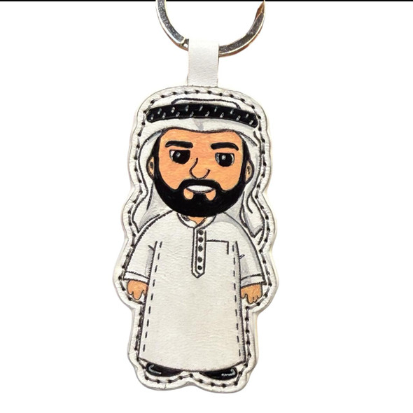 Premium Hand Painted Emirati Man Keychain Handcrafted Craftsmanship