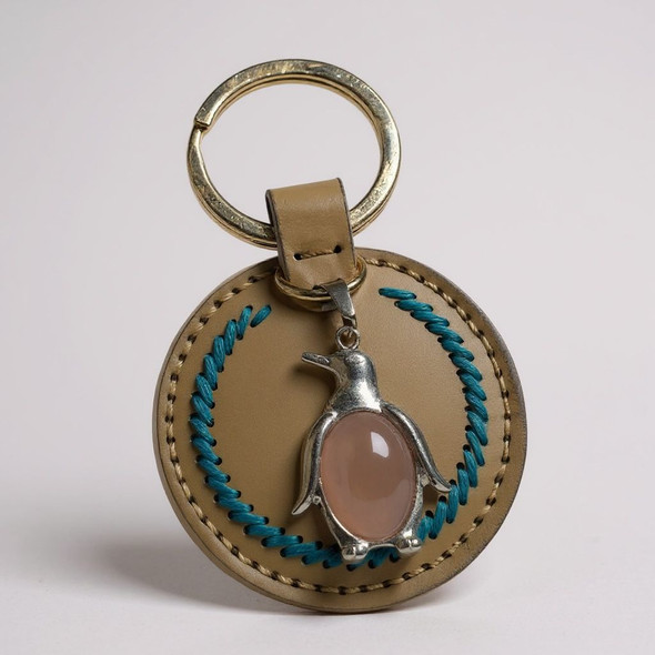 Exclusive Handmade Metal Penguin Keychain Inlaid With Heritage Collection View