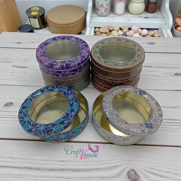 Exclusive Round Metal Saffron box Heritage Collection View