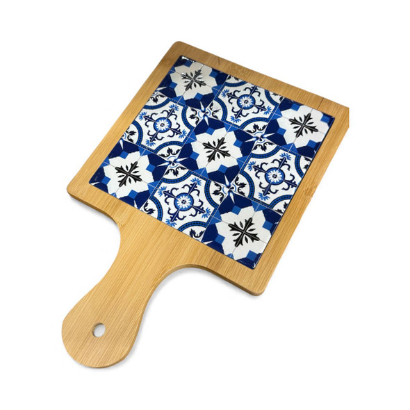 Luxury Square Tile Wooden Board Artisan Detail Shot