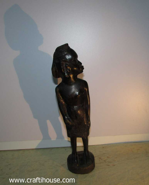 Exclusive African Tribal Woman Hand Carved | Hand-carved Tribal Sculpture Fine Craftsmanship Detail