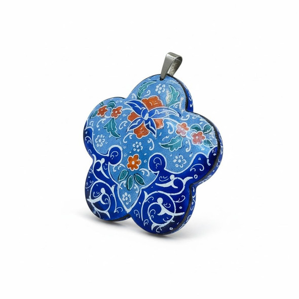 Luxury Elegant Minakari Copper Pendant Artisan Detail Shot