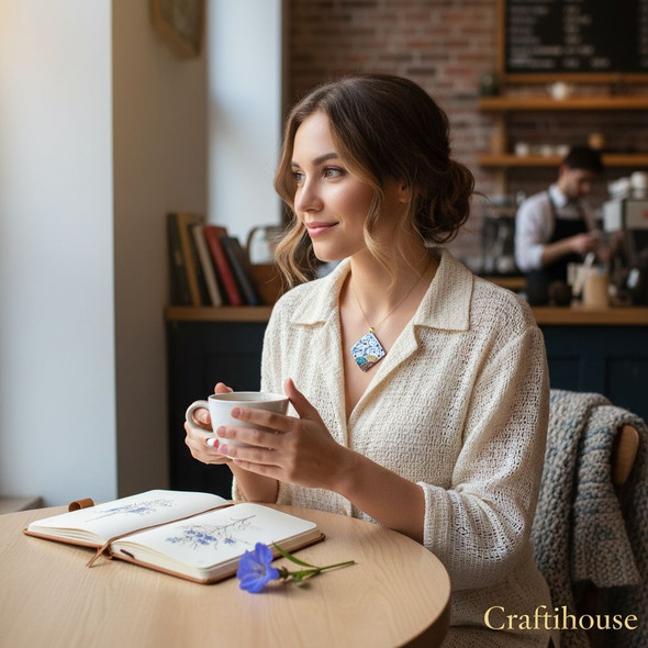 Elegant Minakari copper pendant, handmade enamel jewelry, unique gift for women