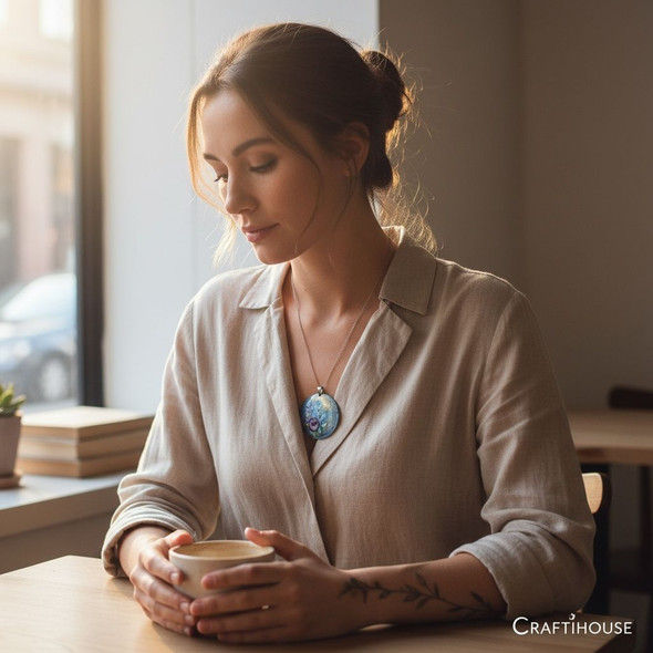 Luxury handmade Minakari copper pendant, birthday gift for women