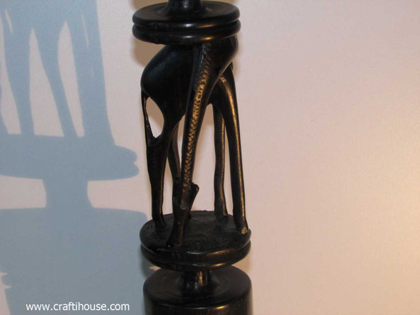 A Candlestick African Ebony Wood | Authentic African Folk Art Bust | Traditional Hand-carving - Luxury Handcrafted Art Craftihouse Dubai