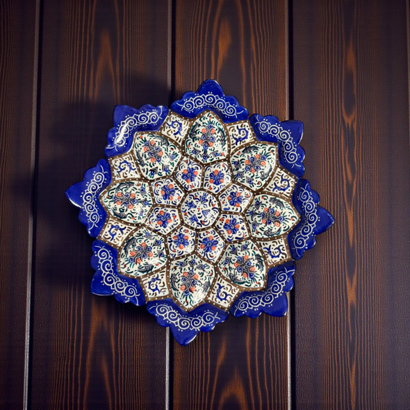 Christmas gift Minakari Mina Kari enamel plate handmade on copper for wall decor