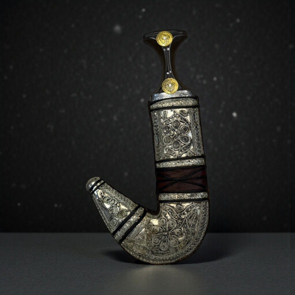 Handmade 27cm Arabian Dagger with Leather Scabbard & Metal Detail - Handcrafted Heritage Souvenir from Craftihouse Dubai