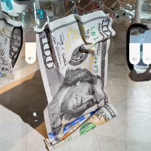 Luxury Giant 3D Self-Standing "Crumpled Cash" Sculpture Artisan Detail Shot